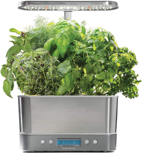 Picture of a stainless steel Aerogarden 
