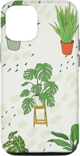 an iphone case with various houseplant drawings